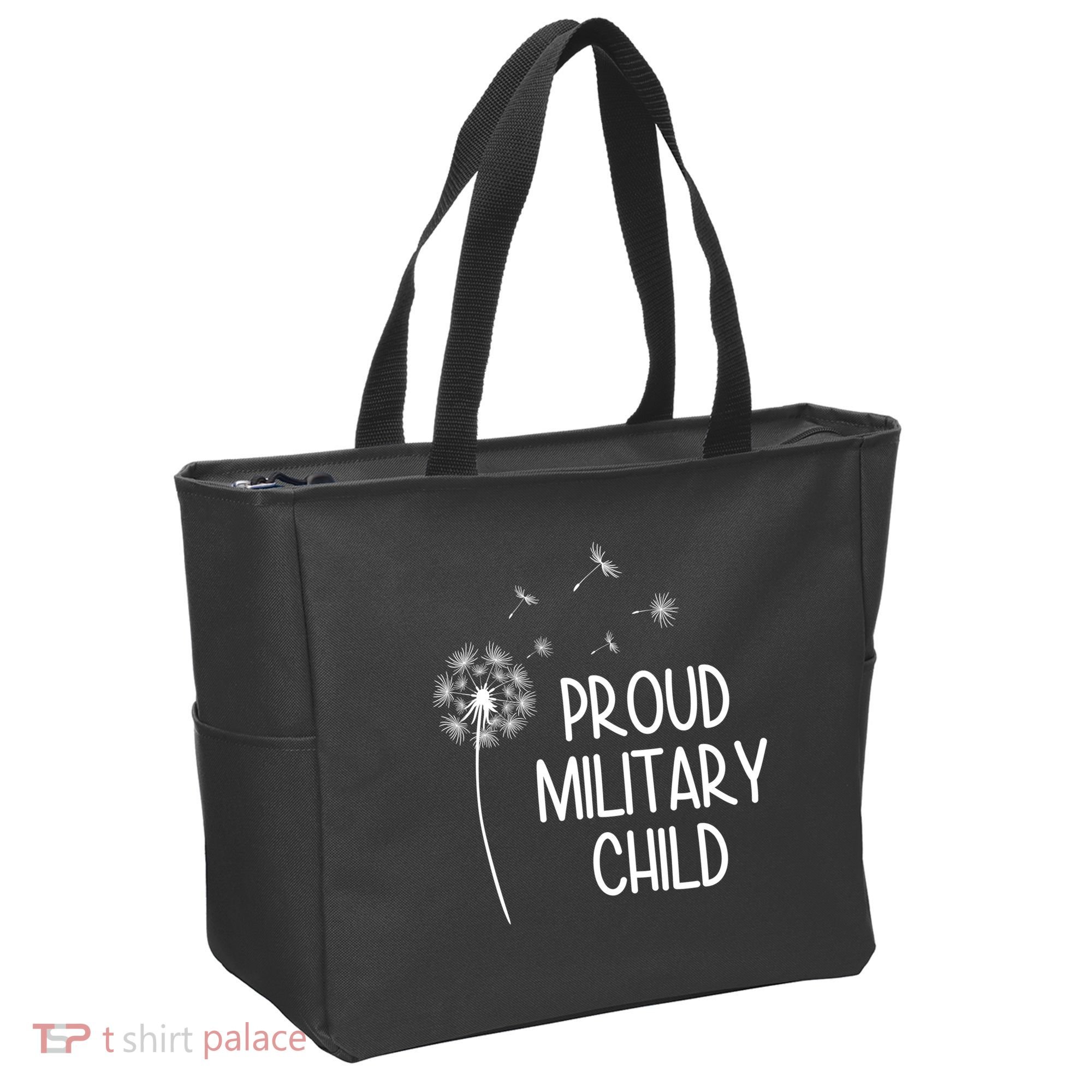 Proud Military Child Dandelion Purple Up Tote Bag