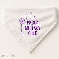 Proud Military Child Dandelion Purple Up USA-Made Doggie Bandana thumb 0