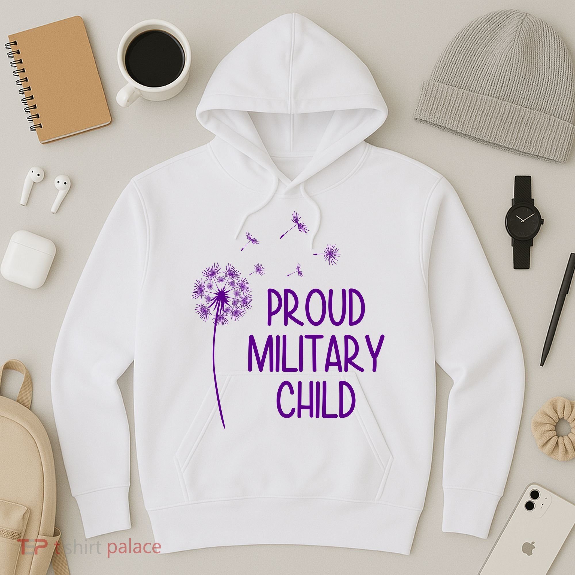 Proud Military Child Dandelion Purple Up Hoodie