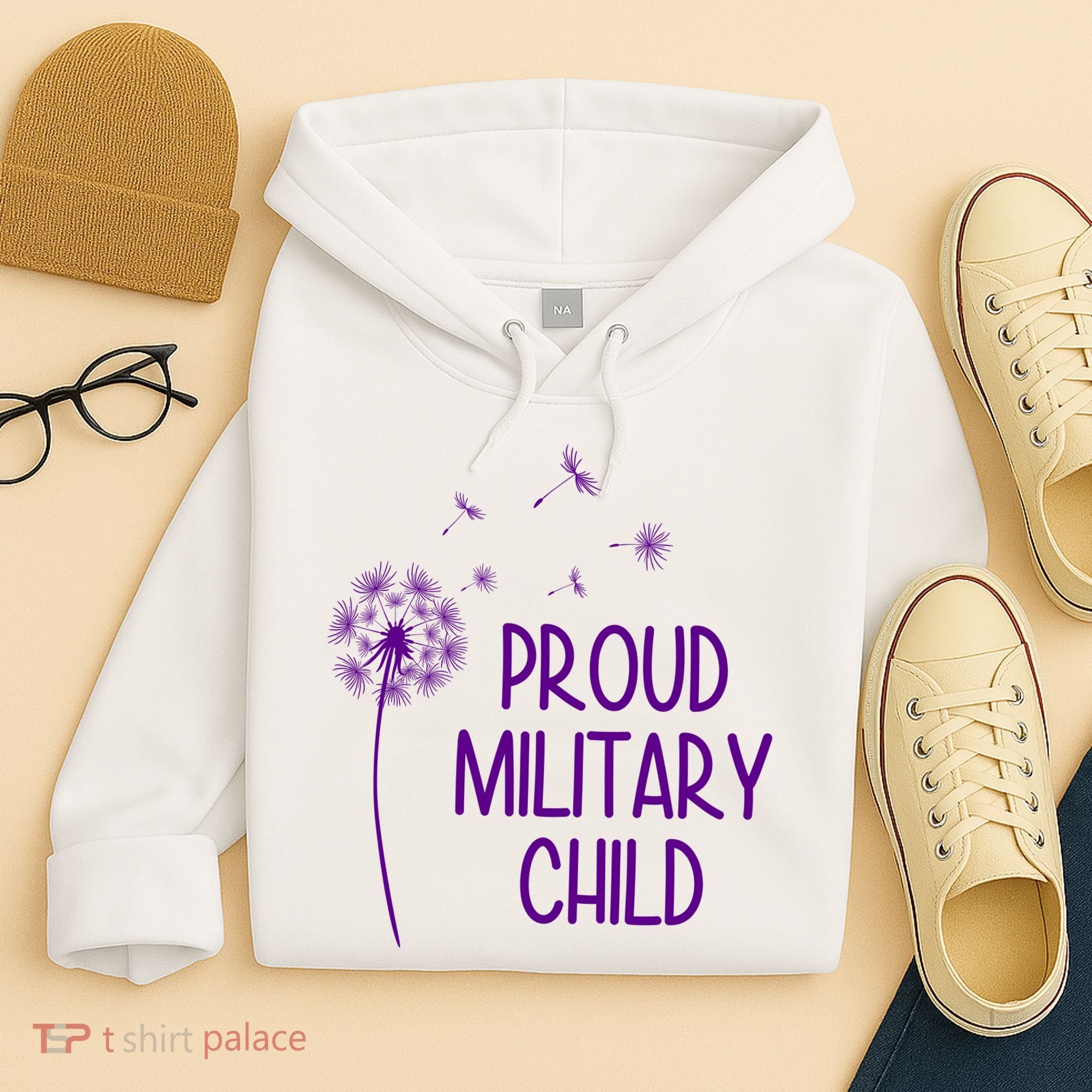 Proud Military Child Dandelion Purple Up Hoodie