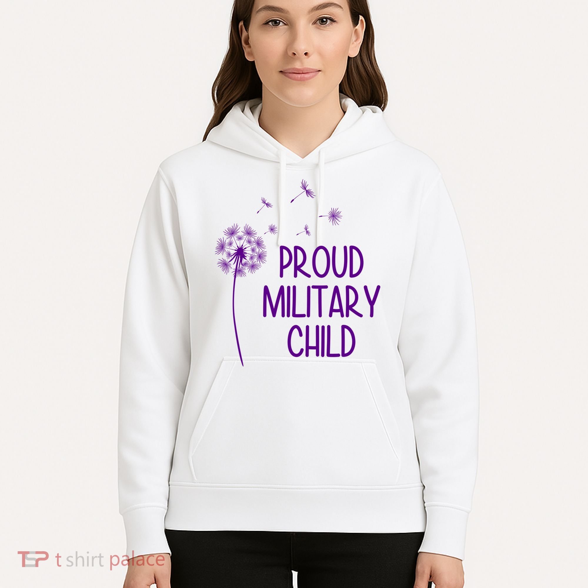 Proud Military Child Dandelion Purple Up Hoodie