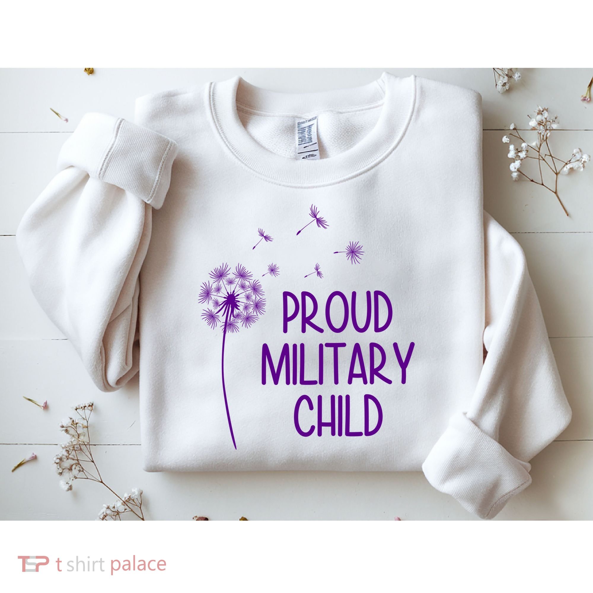 Proud Military Child Dandelion Purple Up Sweatshirt