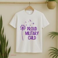 Proud Military Child Dandelion Purple Up T-Shirt thumb 2