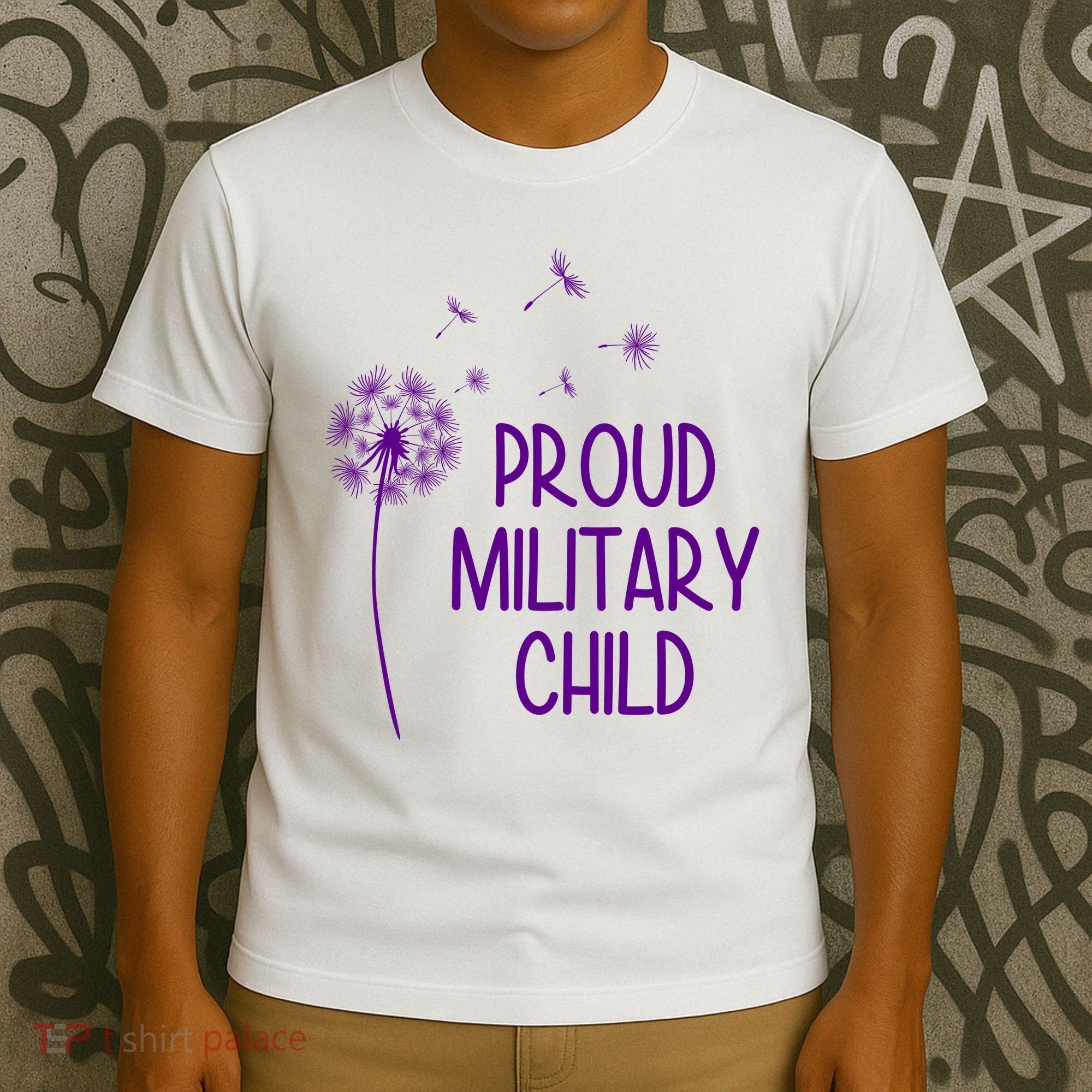 Proud Military Child Dandelion Purple Up T-Shirt