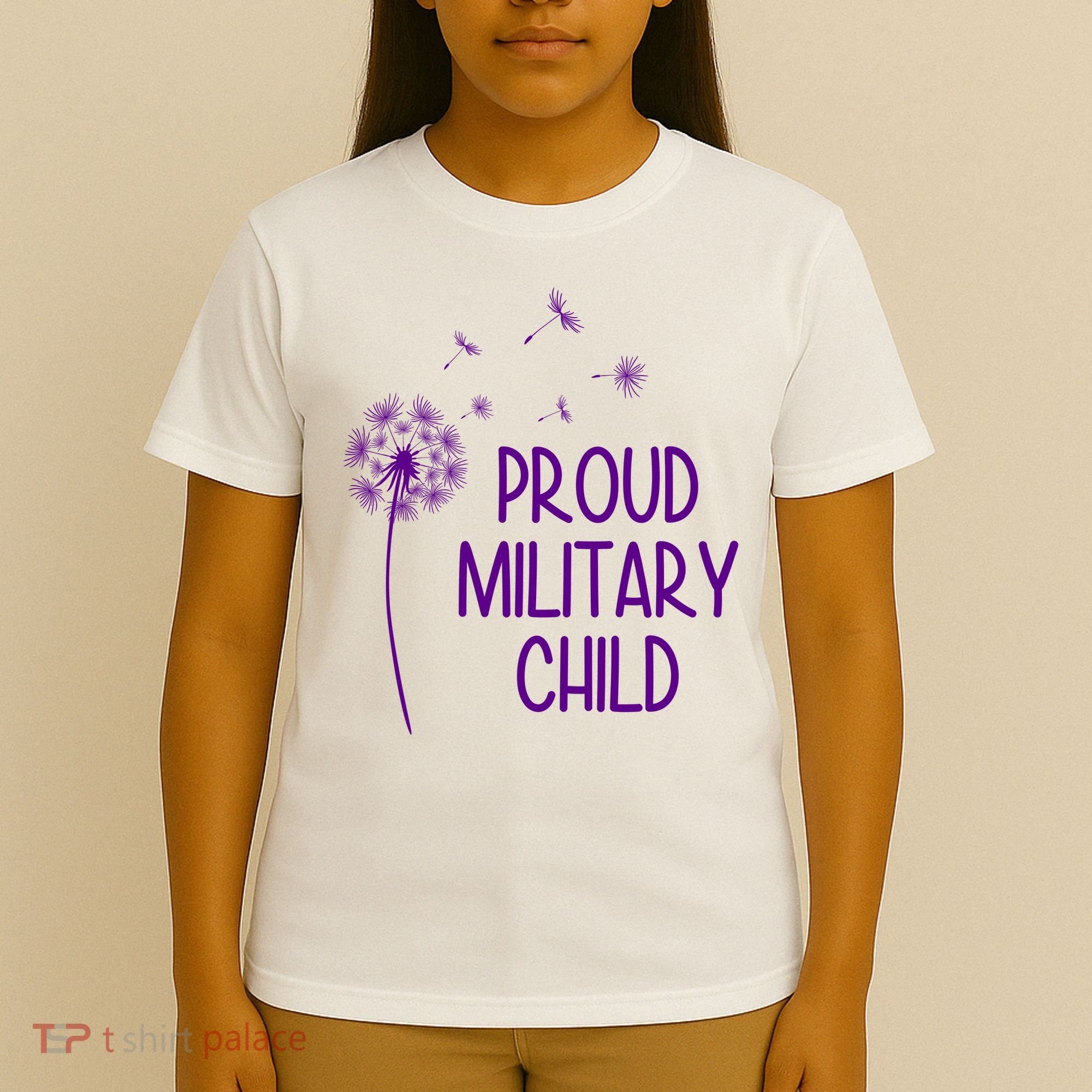 Proud Military Child Dandelion Purple Up T-Shirt