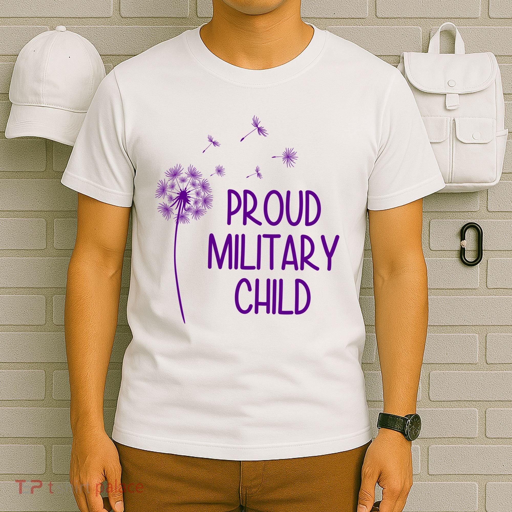 Proud Military Child Dandelion Purple Up T-Shirt