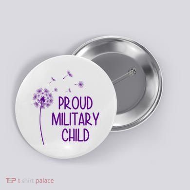 Proud Military Child Dandelion Purple Up Button