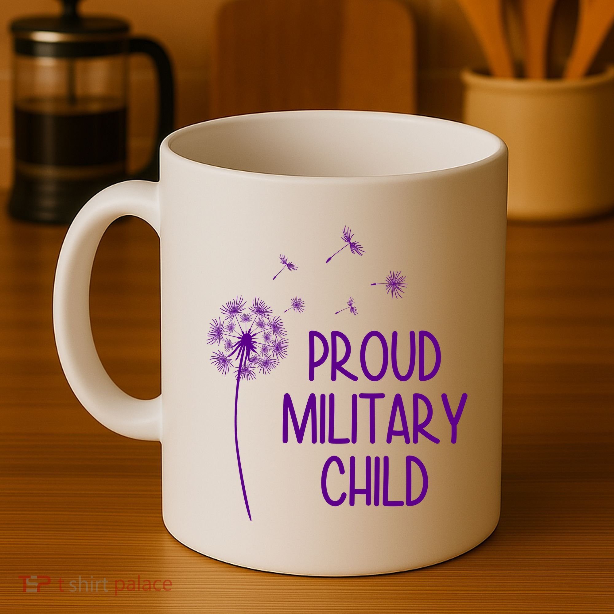 Proud Military Child Dandelion Purple Up Coffee Mug