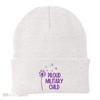 Proud Military Child Dandelion Purple Up Beanie thumb 0