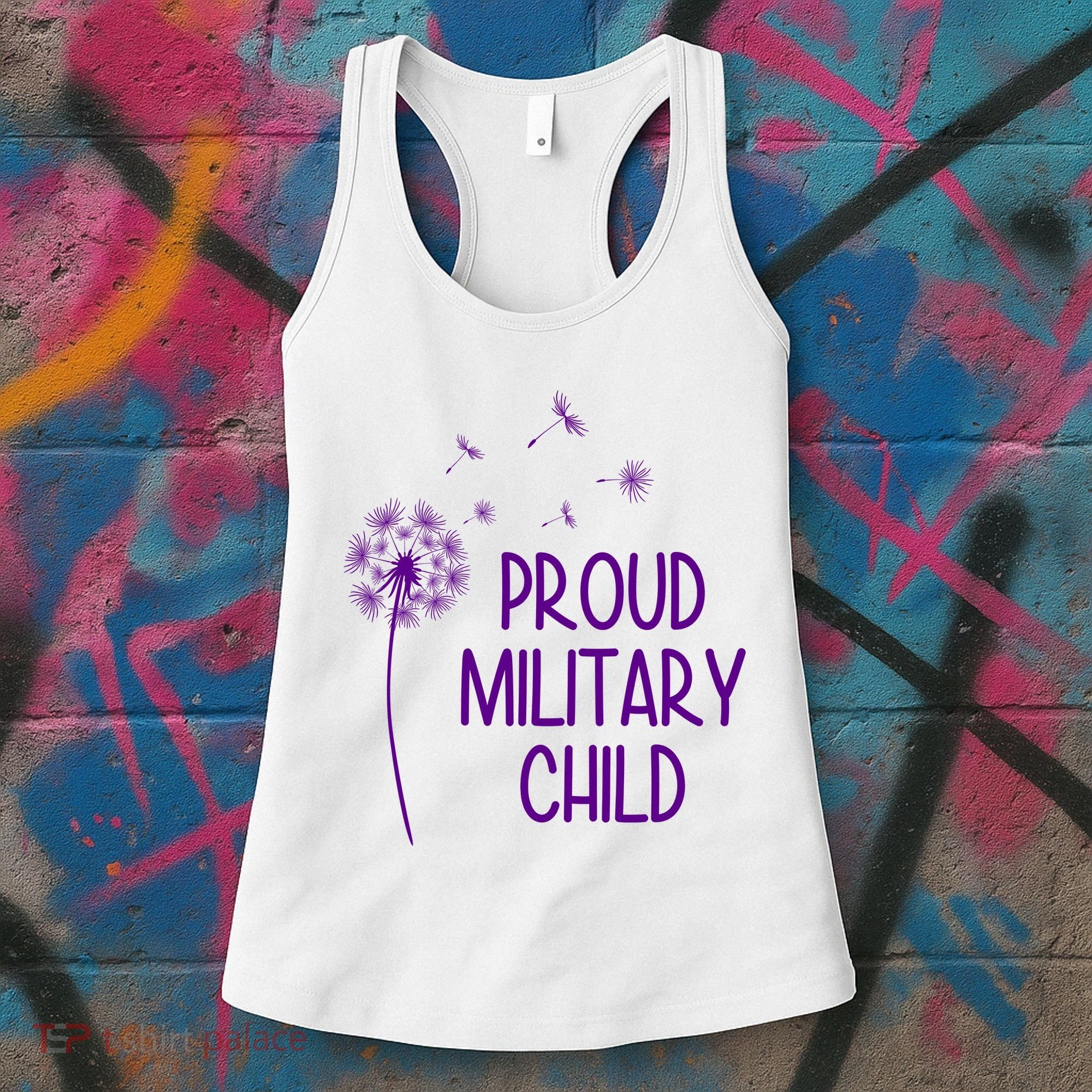 Proud Military Child Dandelion Purple Up Women's Tank Top