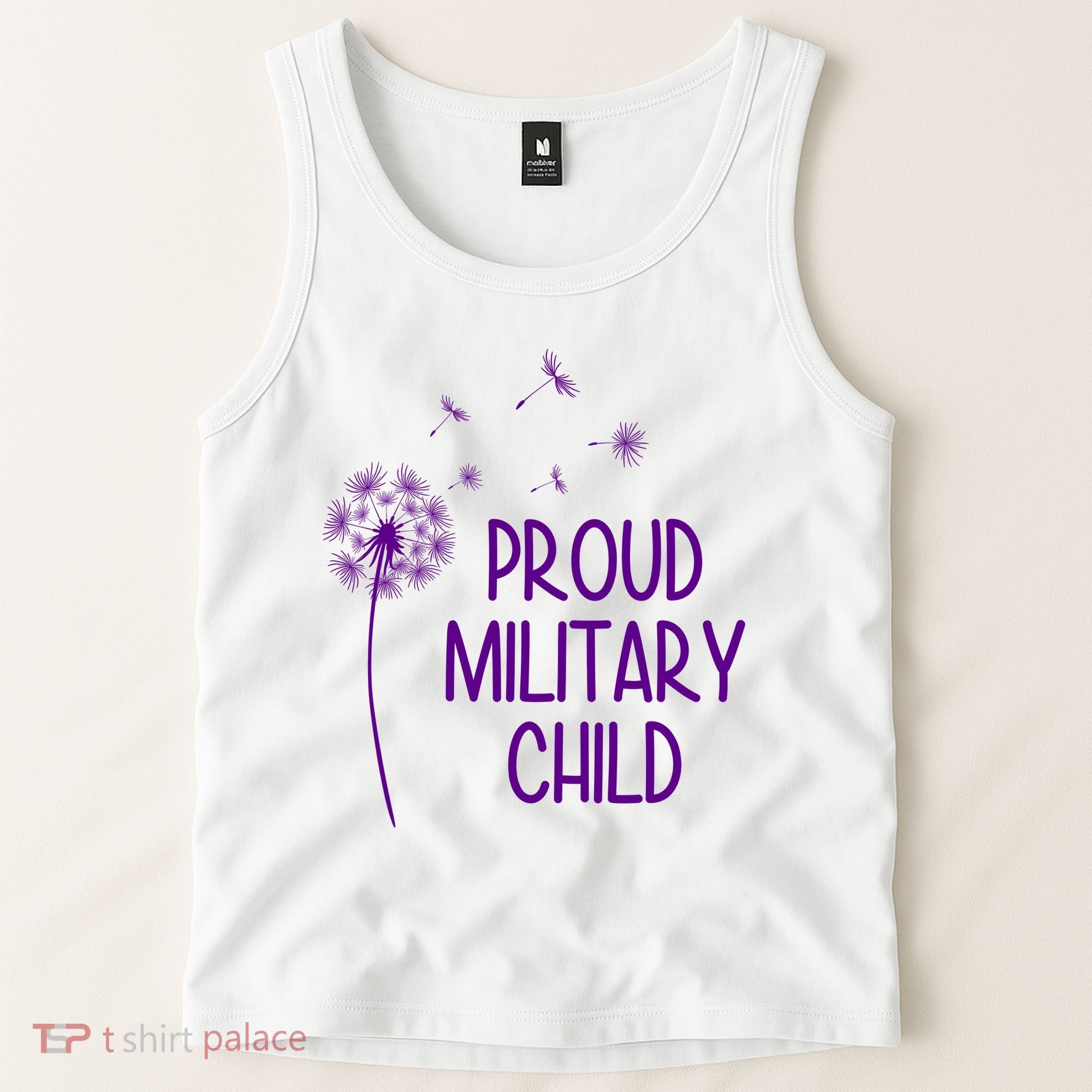 Proud Military Child Dandelion Purple Up Tank Top