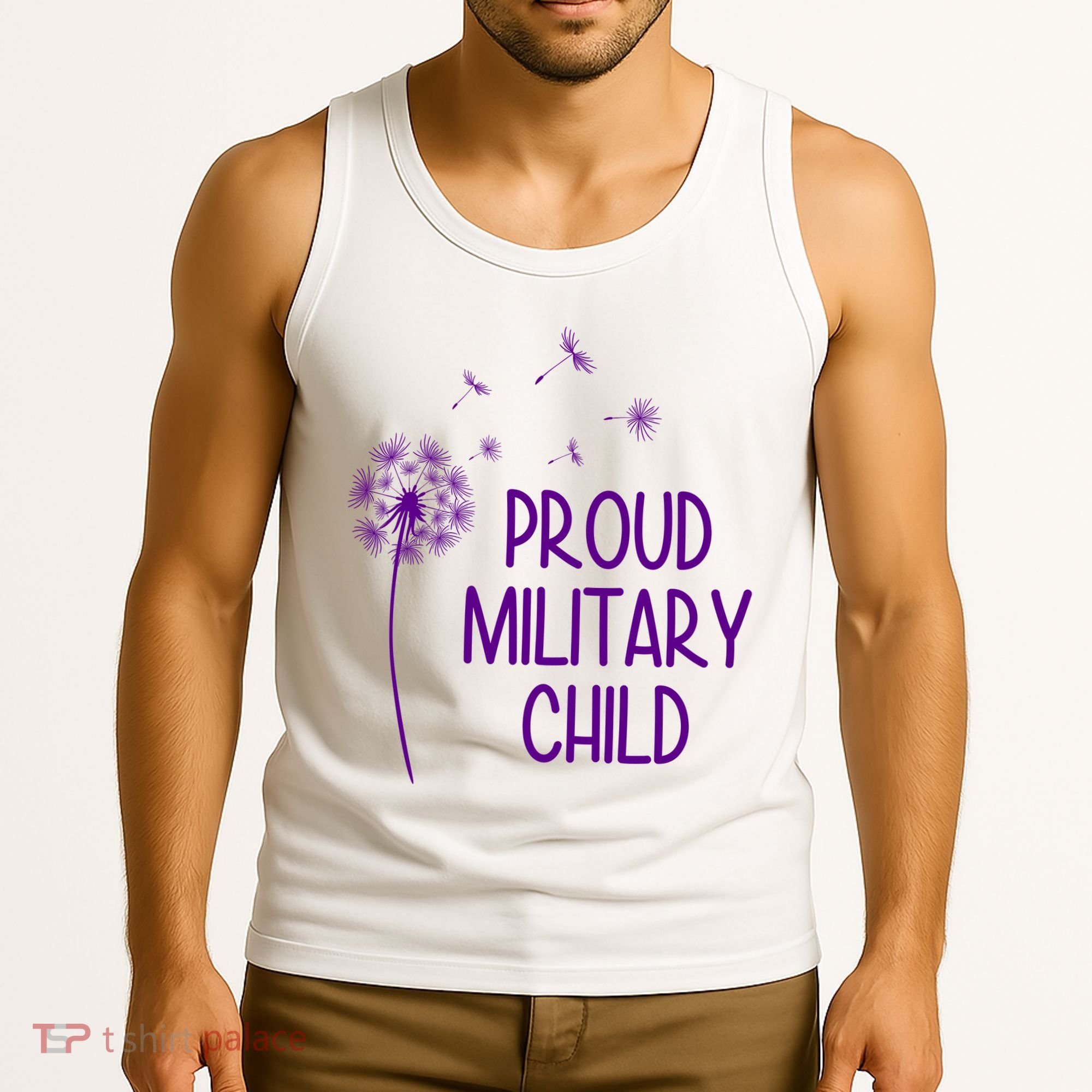 Proud Military Child Dandelion Purple Up Tank Top