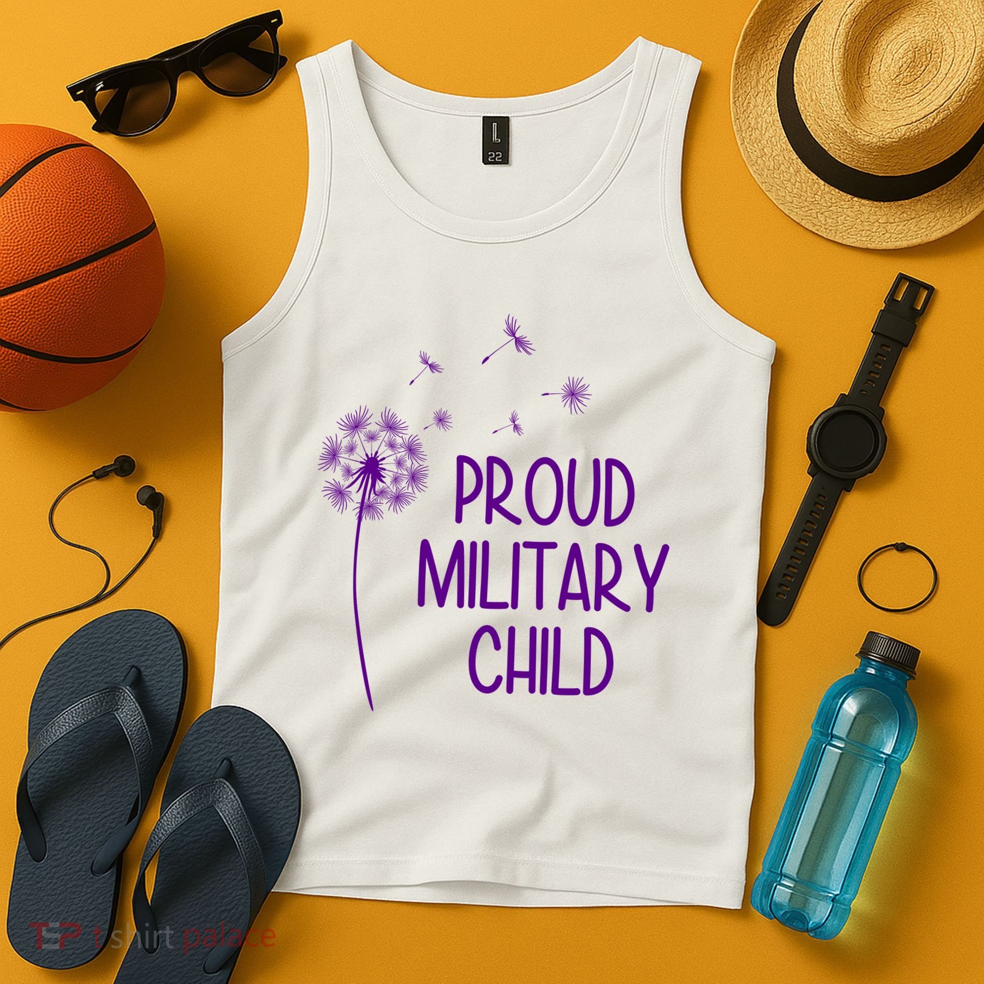 Proud Military Child Dandelion Purple Up Tank Top