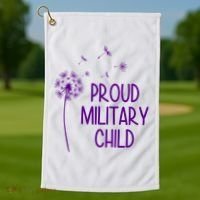Proud Military Child Dandelion Purple Up Golf Towel thumb 1