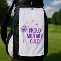 Proud Military Child Dandelion Purple Up Golf Towel thumb 2