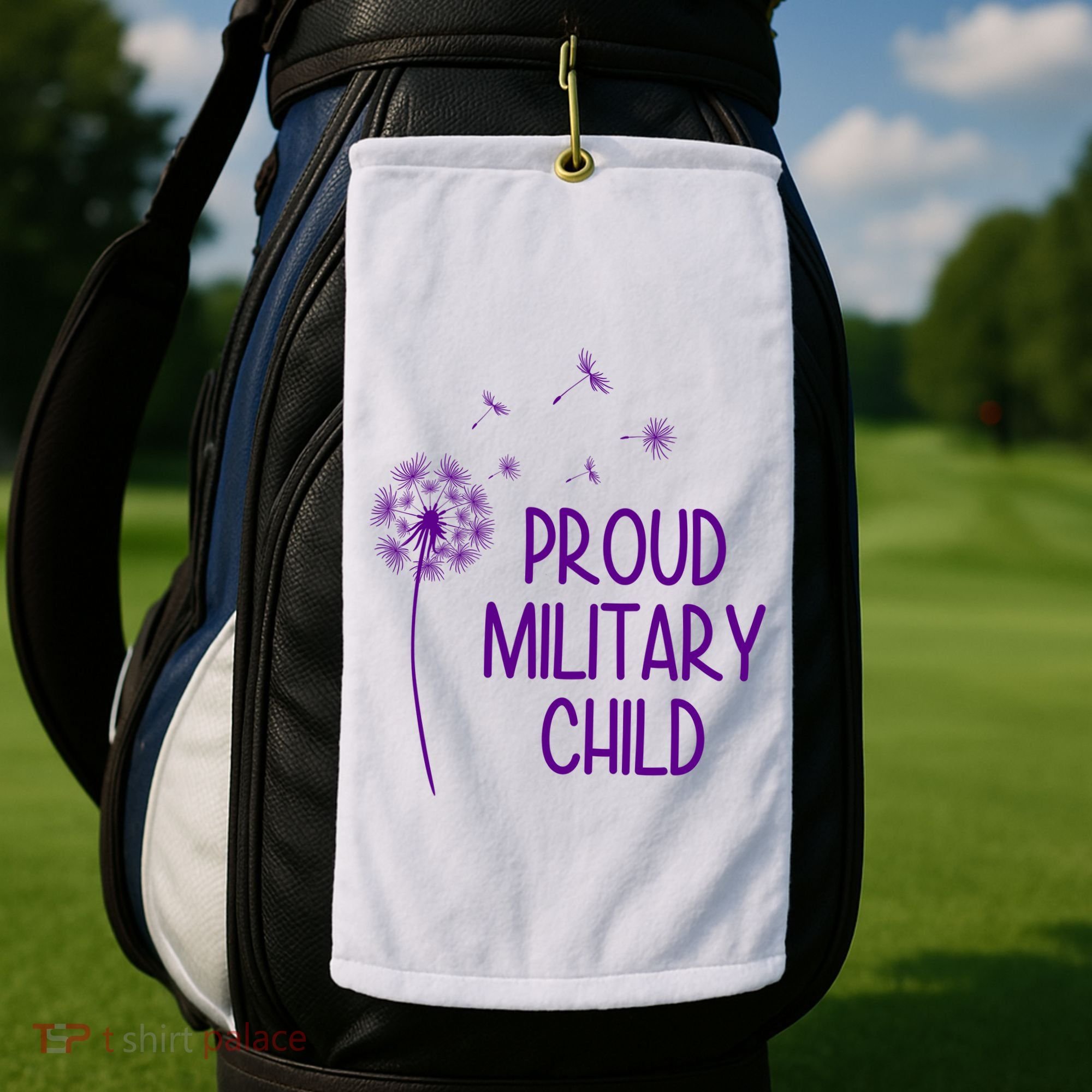 Proud Military Child Dandelion Purple Up Golf Towel