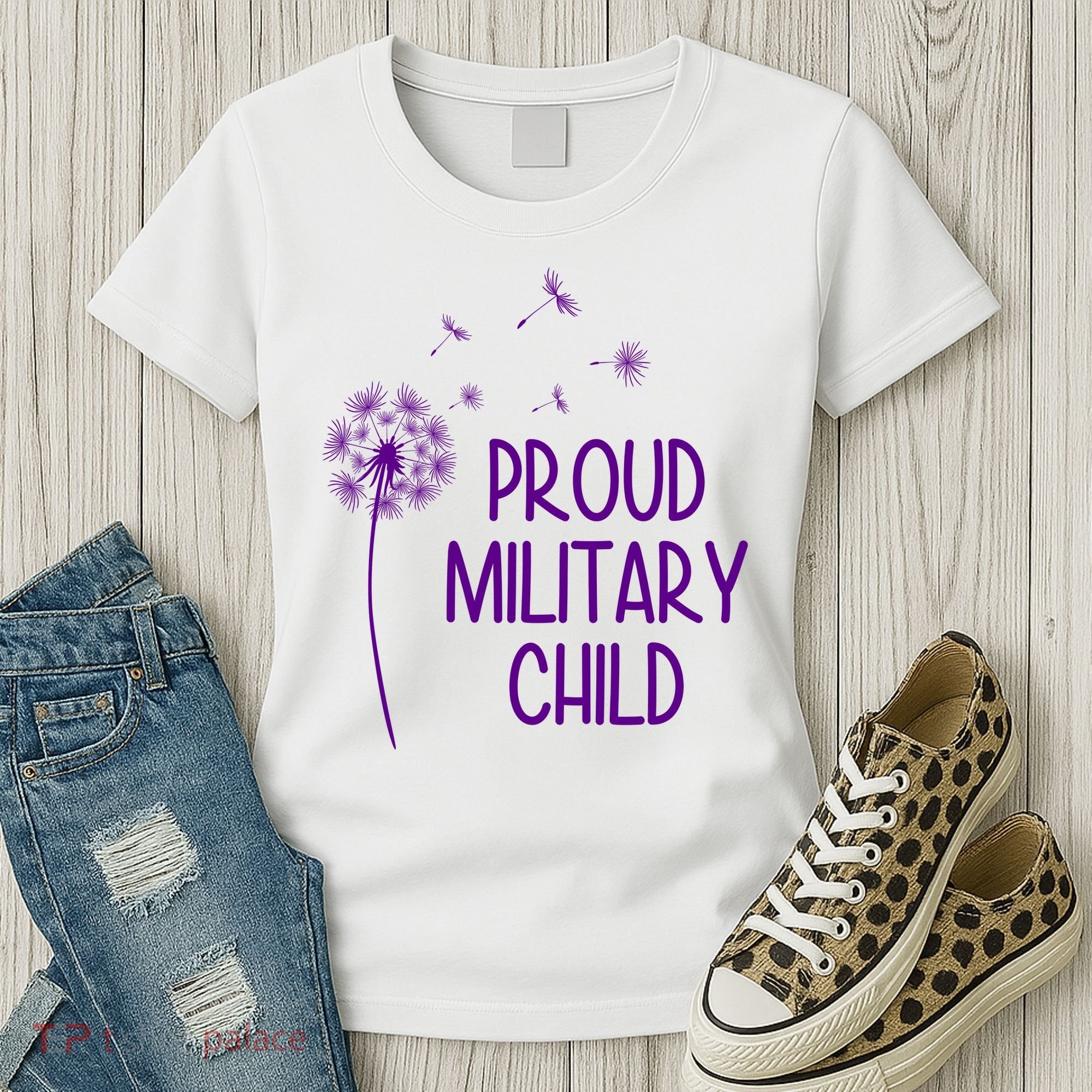 Proud Military Child Dandelion Purple Up Women's T-Shirt
