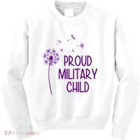 Proud Military Child Dandelion Purple Up Kids Sweatshirt thumb 0