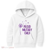 Proud Military Child Dandelion Purple Up Kids Hoodie thumb 0