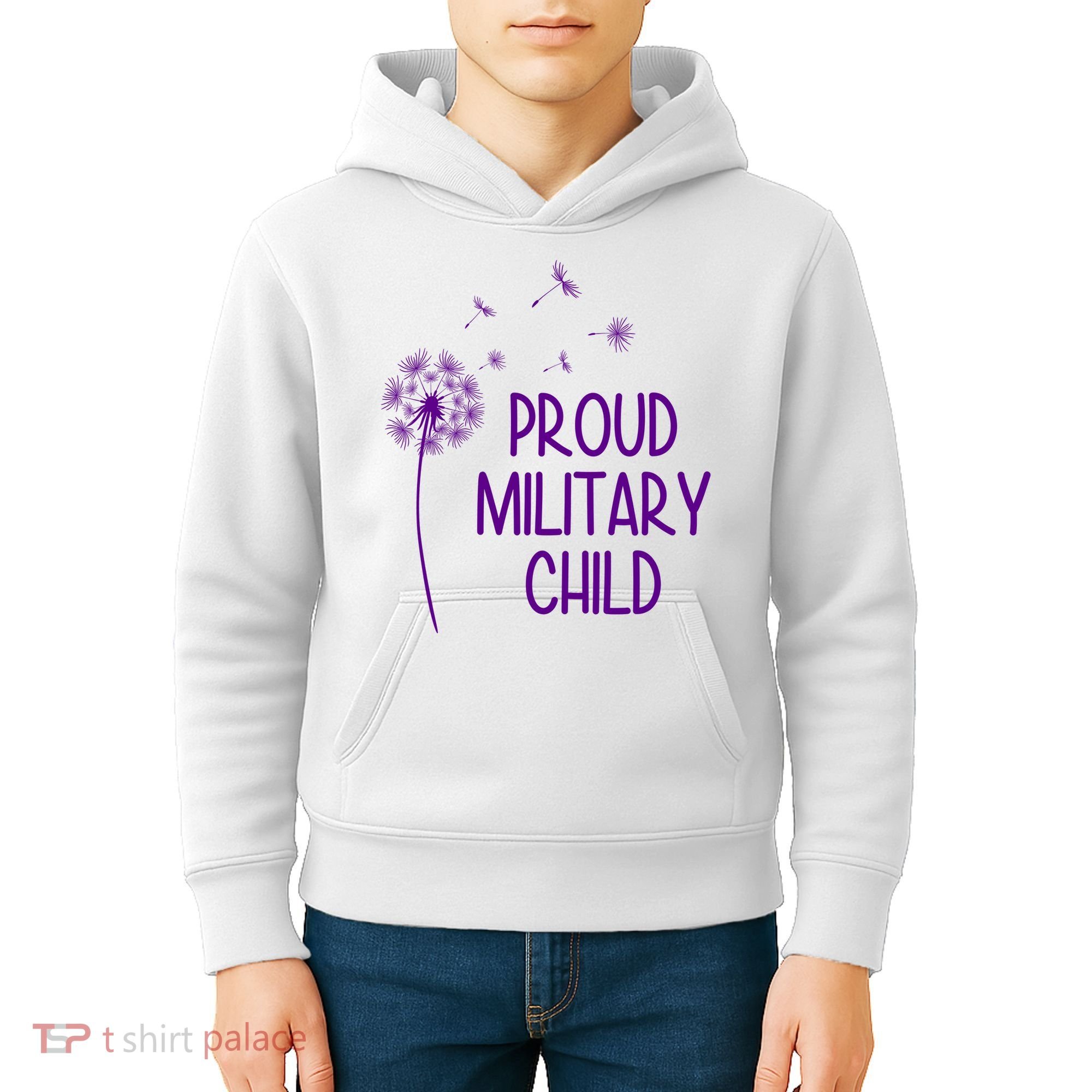 Proud Military Child Dandelion Purple Up Kids Hoodie