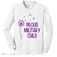 Proud Military Child Dandelion Purple Up Kids Long Sleeve Shirt thumb 0