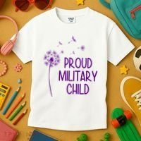 Proud Military Child Dandelion Purple Up Kids T-Shirt thumb 3