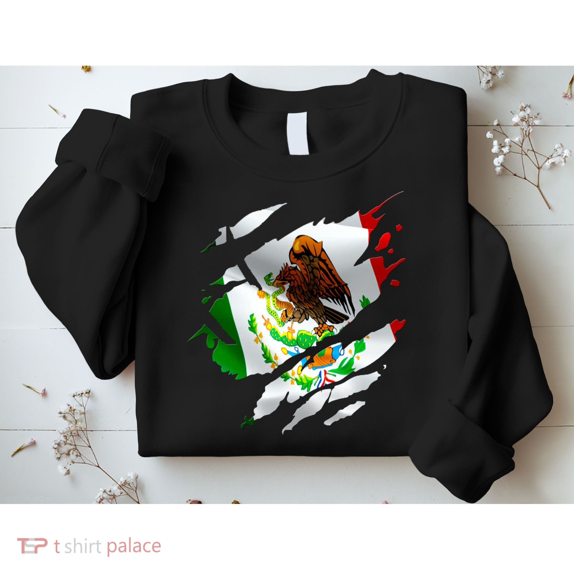 Proud Mexican Chicano Latino Torn Ripped Mexico Flag Sweatshirt