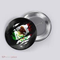 Proud Mexican Chicano Latino Torn Ripped Mexico Flag Button thumb 0