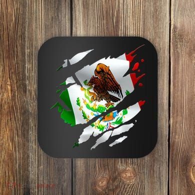 Proud Mexican Chicano Latino Torn Ripped Mexico Flag Coaster