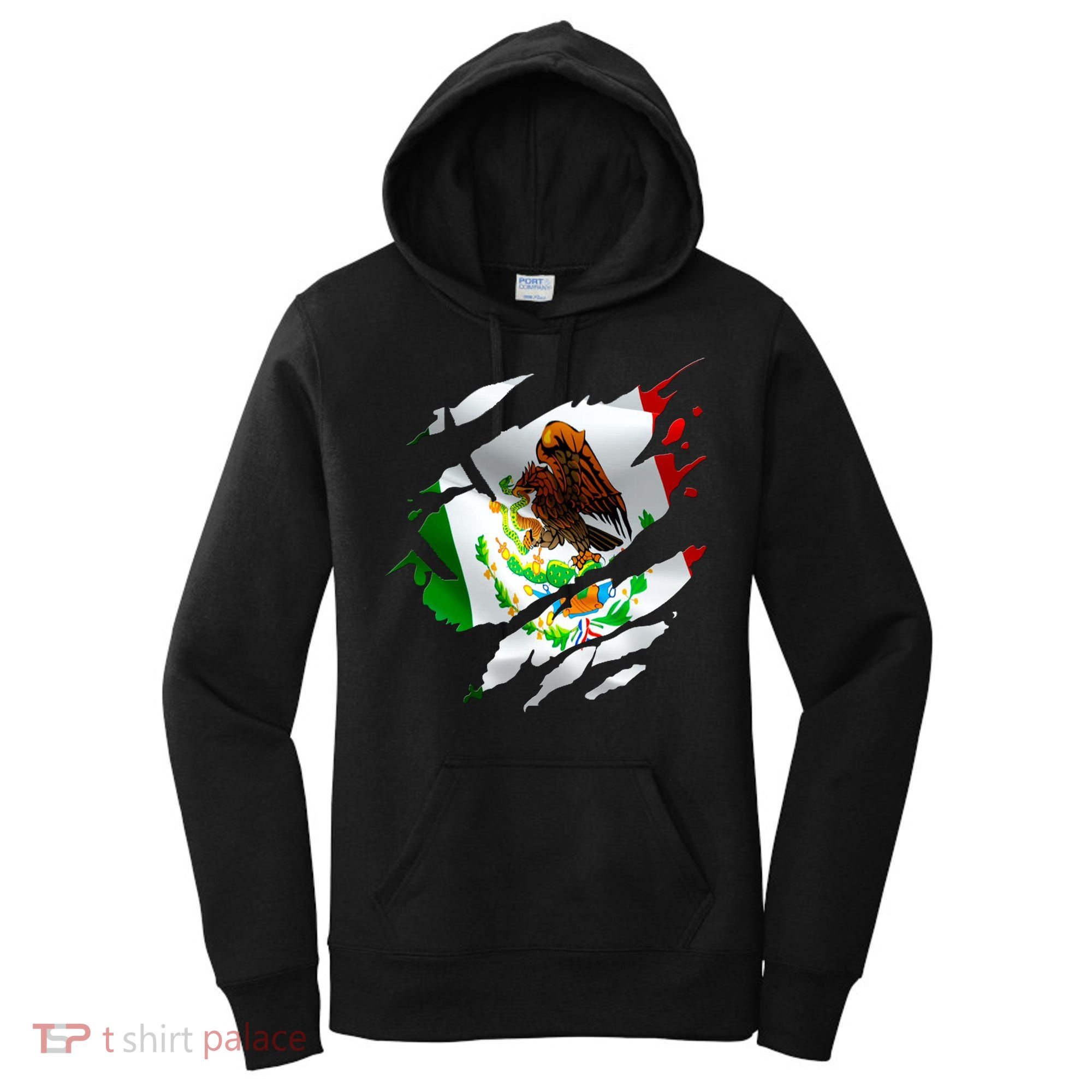 Proud Mexican Chicano Latino Torn Ripped Mexico Flag Women's Hoodie
