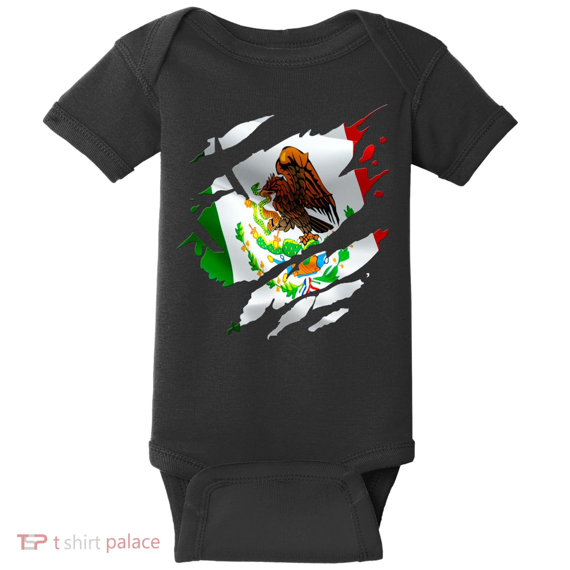 Proud Mexican Chicano Latino Torn Ripped Mexico Flag Baby Bodysuit