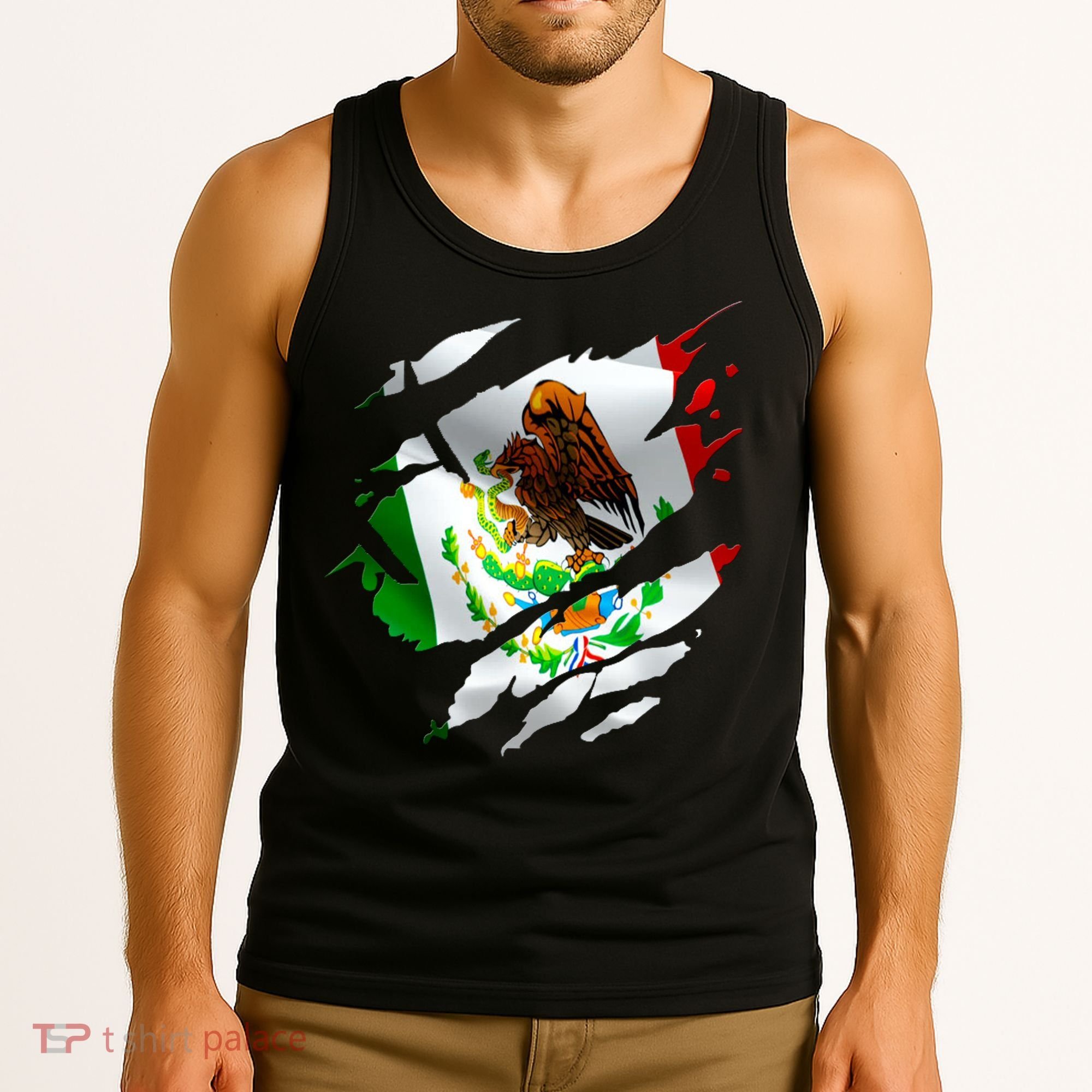 Proud Mexican Chicano Latino Torn Ripped Mexico Flag Tank Top