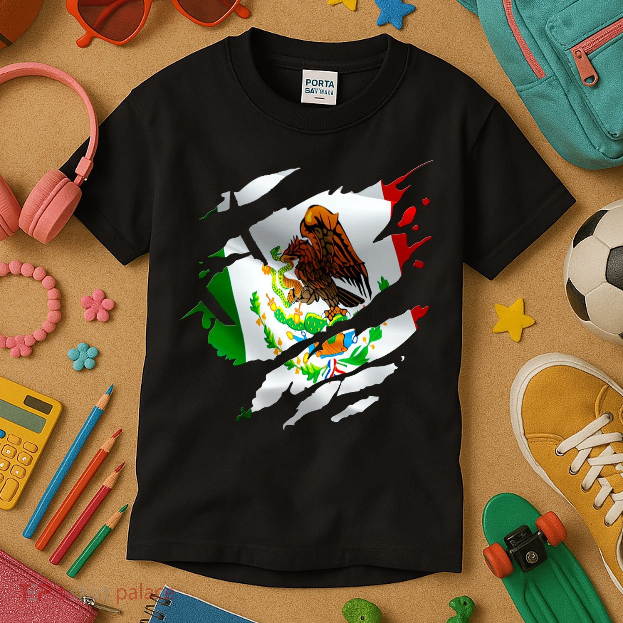 Proud Mexican Chicano Latino Torn Ripped Mexico Flag Kids T-Shirt