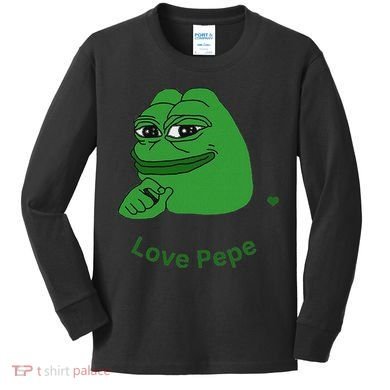 Pepe Meme Coin Crypto Coin Love Pepe Kids Long Sleeve Shirt