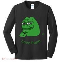 Pepe Meme Coin Crypto Coin Love Pepe Kids Long Sleeve Shirt thumb 0