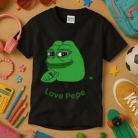 Pepe Meme Coin Crypto Coin Love Pepe Kids T-Shirt thumb 3