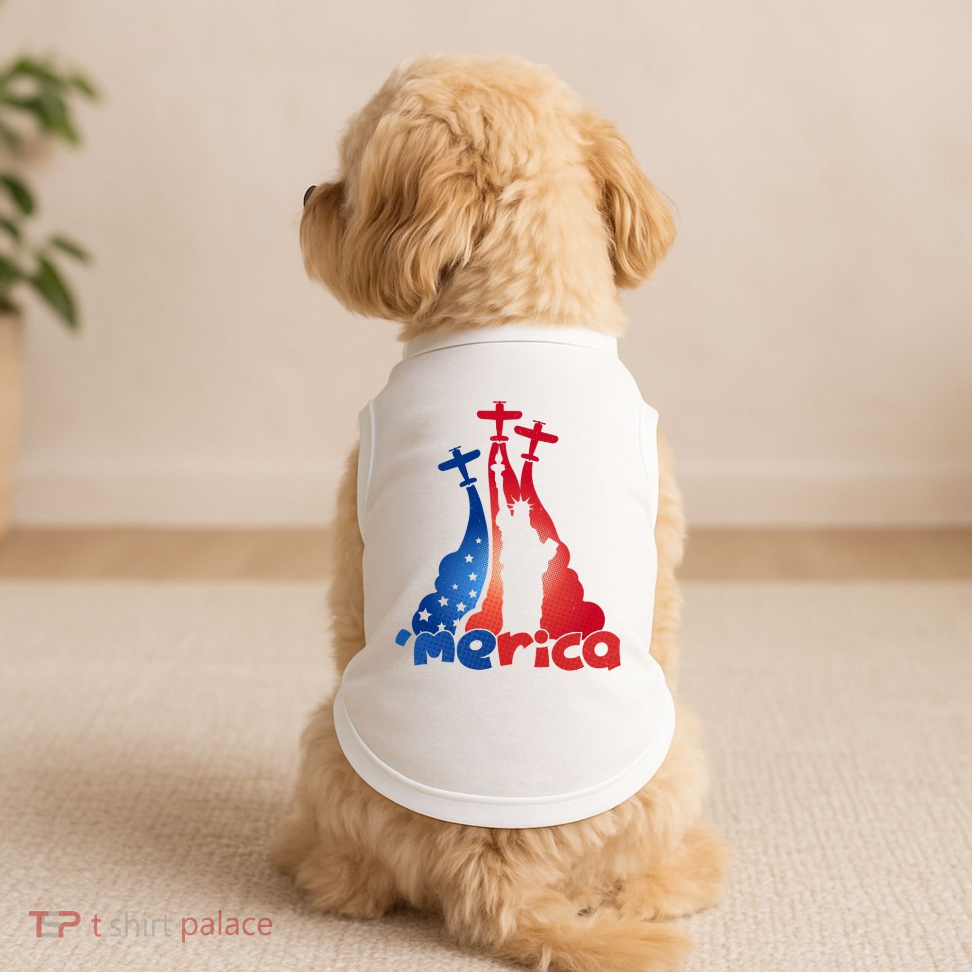 Patriotic Merica Classic Airplane Airshow Statue Of Liberty Doggie Tank