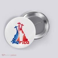 Patriotic Merica Classic Airplane Airshow Statue Of Liberty Button thumb 0