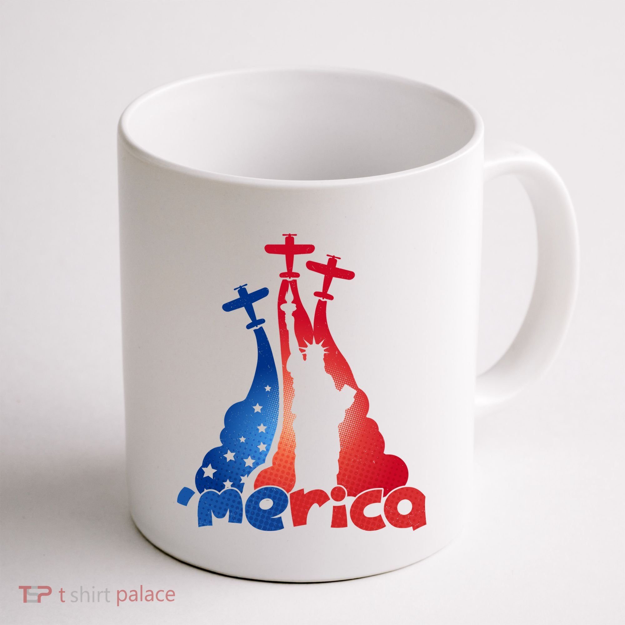 Patriotic Merica Classic Airplane Airshow Statue Of Liberty Coffee Mug