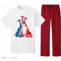 Patriotic Merica Classic Airplane Airshow Statue Of Liberty Pajama Set thumb 0