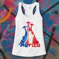 Patriotic Merica Classic Airplane Airshow Statue Of Liberty Women's Tank Top thumb 3