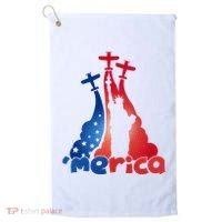 Patriotic Merica Classic Airplane Airshow Statue Of Liberty Golf Towel thumb 0