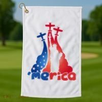 Patriotic Merica Classic Airplane Airshow Statue Of Liberty Golf Towel thumb 1