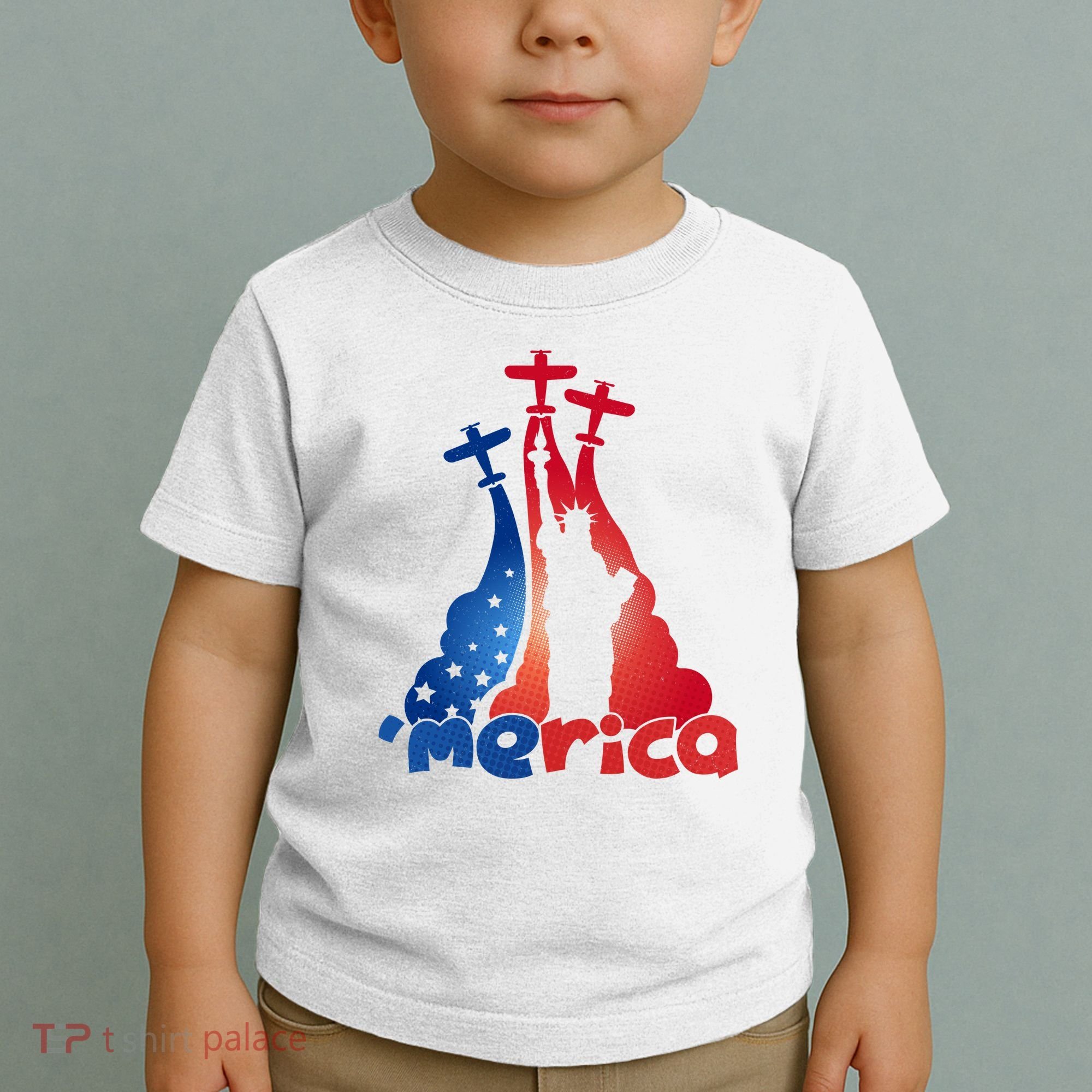 Patriotic Merica Classic Airplane Airshow Statue Of Liberty Toddler T-Shirt
