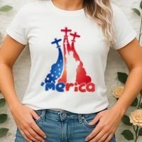 Patriotic Merica Classic Airplane Airshow Statue Of Liberty Women's T-Shirt thumb 2