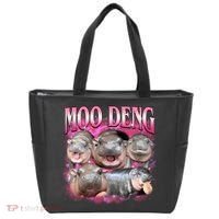 Pink Moo Deng Meme Hippo Funny Tote Bag thumb 0