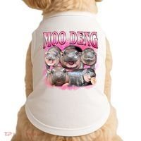 Pink Moo Deng Meme Hippo Funny Doggie Tank thumb 0