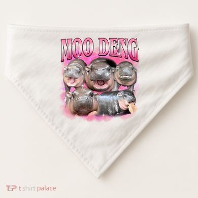 Pink Moo Deng Meme Hippo Funny USA-Made Doggie Bandana