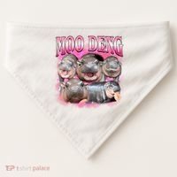 Pink Moo Deng Meme Hippo Funny USA-Made Doggie Bandana thumb 0