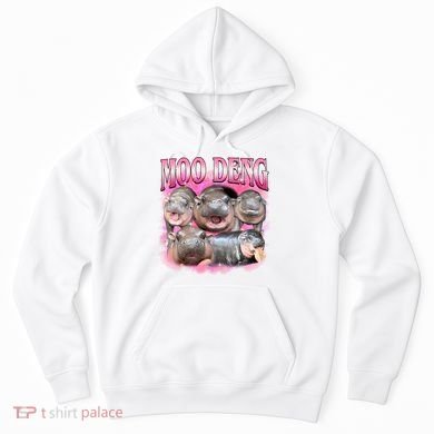 Pink Moo Deng Meme Hippo Funny Hoodie